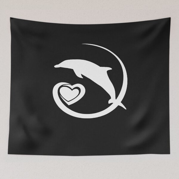 Artikelvorschau, Delfin springt über Herz Bild Silhouette Liebe entworfen und verkauft von dm4design.