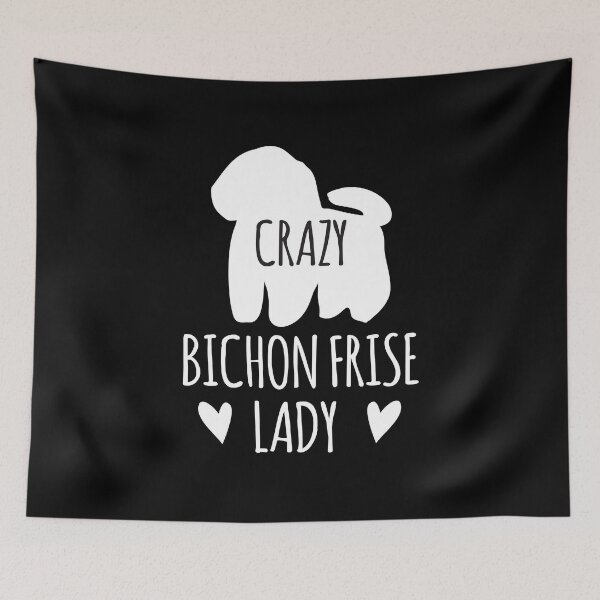 Item preview, Crazy Bichon Frise dog puppy Lady  in white designed and sold by jazzydevil.