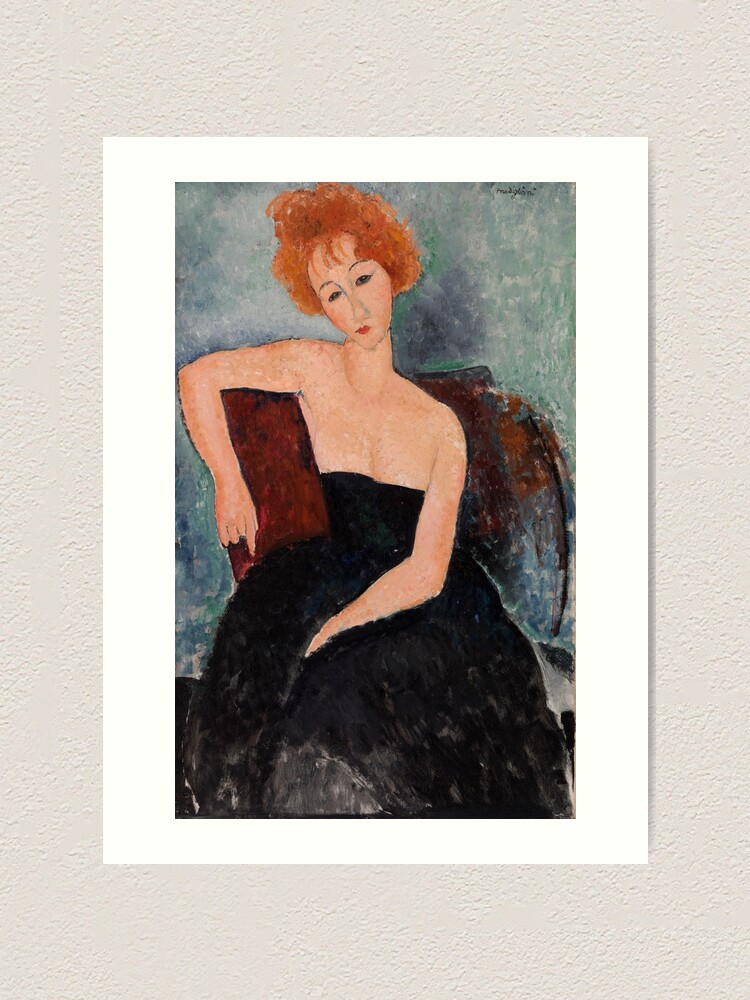 Redheaded Girl in Evening Dress by Amedeo Modigliani 1918 Art Print