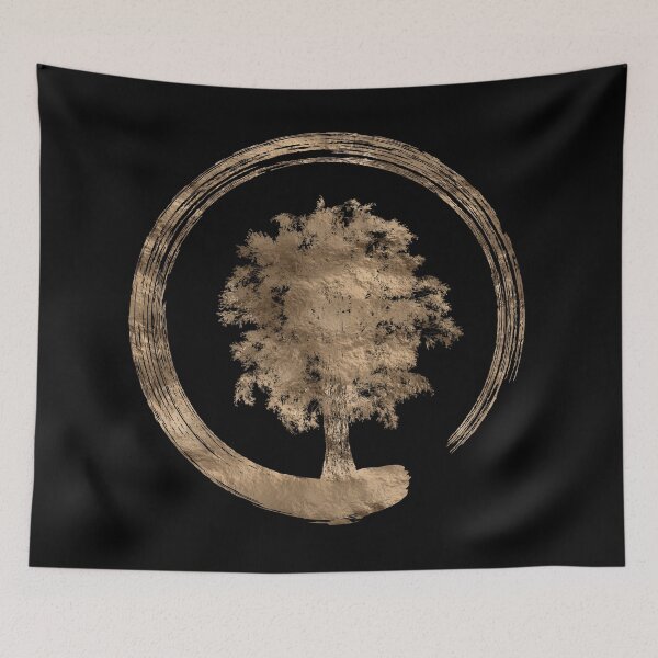 Item preview, Enso Zen Circle and Tree - Gold on black designed and sold by Nartissima.