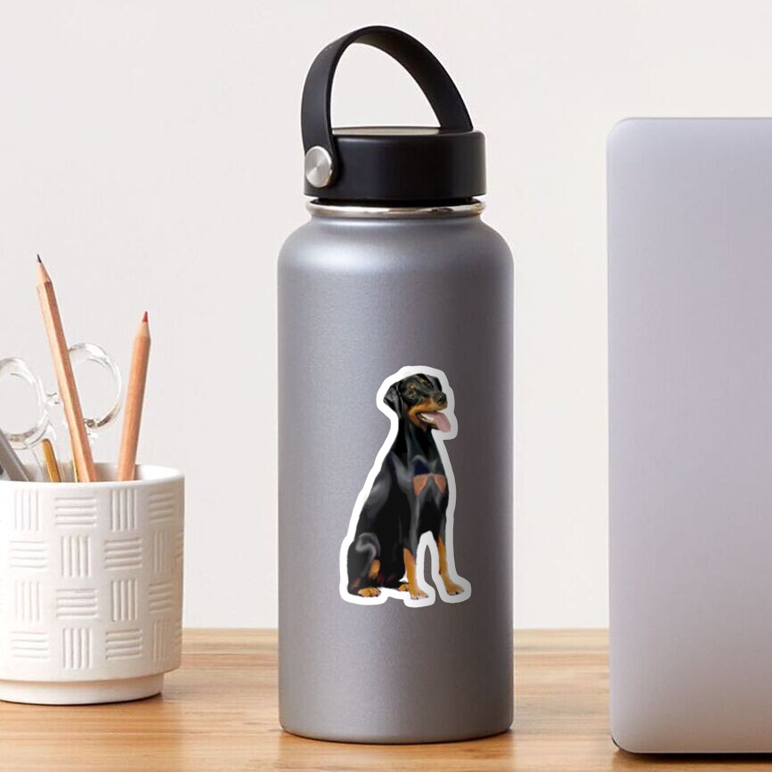 Doberman Pinscher - (black & tan) - natural ears Sticker