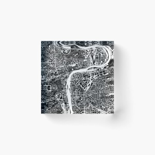 Item preview, Prague map black and white designed and sold by PlanosUrbanos.
