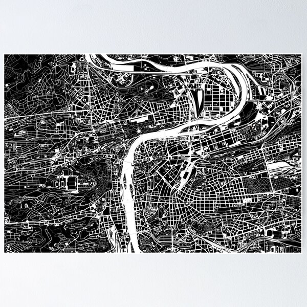 Item preview, Prague map black and white designed and sold by PlanosUrbanos.