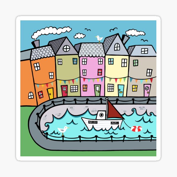 Seaside Harbour Pattern 1 Sticker