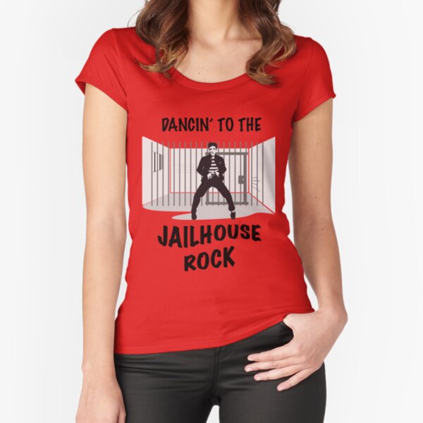 Dancing To The Jail House Rock - Elvis & Jail Design Fitted Scoop T-Shirt