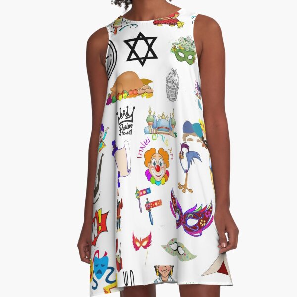 #Purim #clip #art #sketch fun collection cute design snowman A-Line Dress