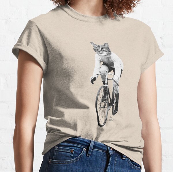 Chat à vélo - noir et blanc T-shirt classique