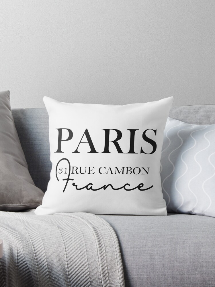 Chanel Address, Paris, France, 21 Rue Cambon, Chanel Throw Pillow for Sale  by shealee12
