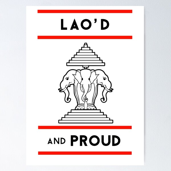 Item preview, Lao’d and Proud Black Font 3 Headed Elephant designed and sold by Native Arrows Art..