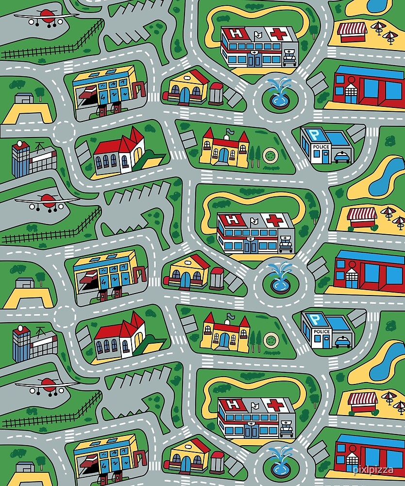 Car City Carpet Road Rug 90s Nostalgic Toy By Pixlpizza Redbubble