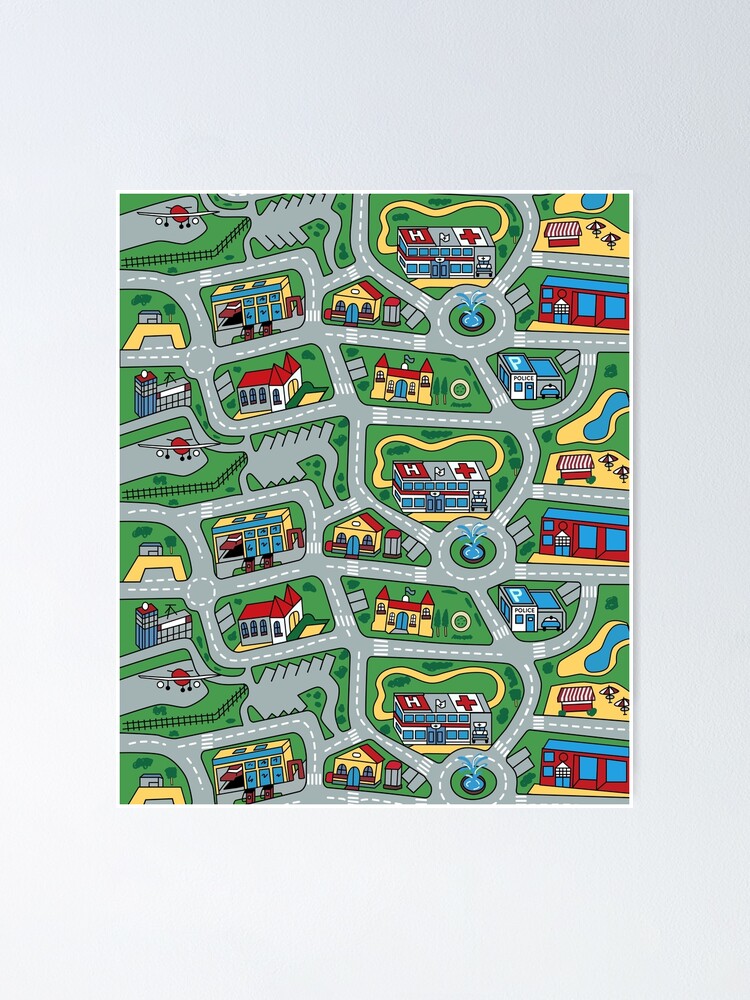 Póster for Sale con la obra «Alfombra de carretera City Carpet 90s
