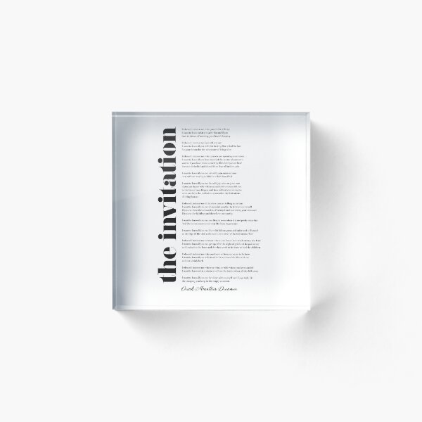 The Invitation by Oriah Mountain Dreamer Acrylic Block
