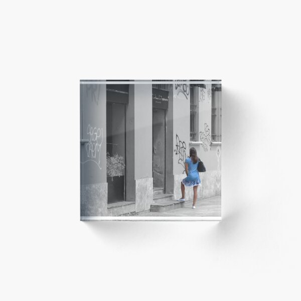 The Girl in The Blue Dress Acrylic Block