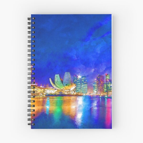 Item preview, Night At Marina Bay | Singapore - Vivid Watercolor Painting designed and sold by Christopher Taylor.