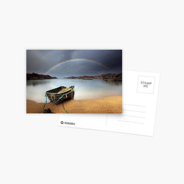 Boat and rainbow - Ardtoe, West Coast of Scotland Postcard