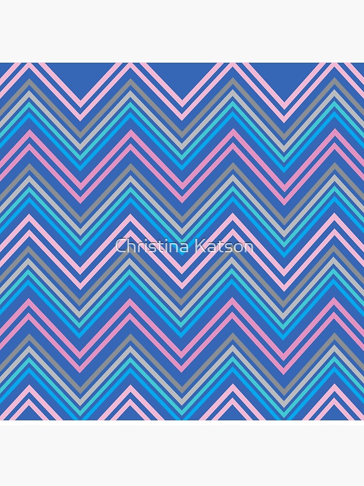"Periwinkle Blue Pink and Gray Chevron Abstract Pattern" Throw Pillow