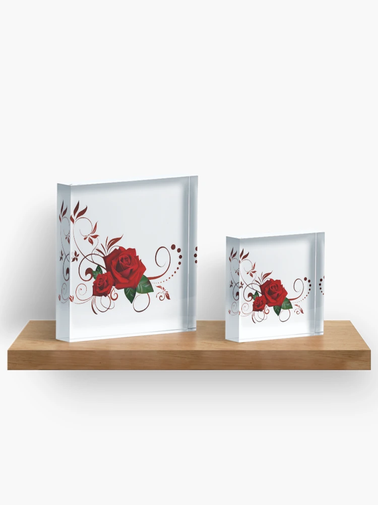 Thumbnail 3 of 5, Acrylic Block, Rose Pattern designed and sold by RagnarokDesigns.