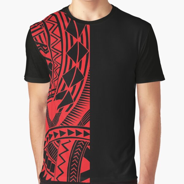 Polynesian Samoan Tattoo Other Half Red Black Design T Shirt By Ayeletf Redbubble