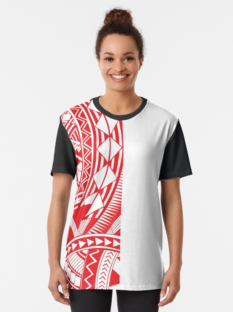 Polynesian Tattoo Other Half Red Design #1 T-Shirt – Anehana