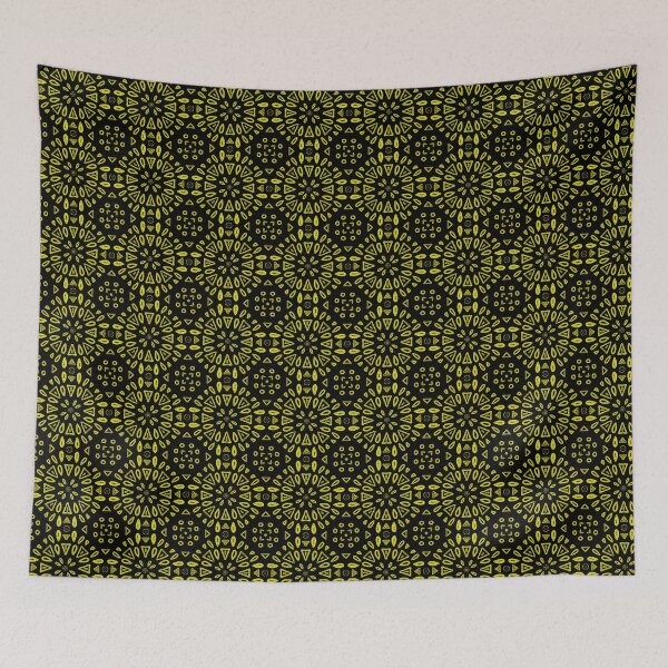 Item preview, Geometric Flower Motif - Yellow On Black designed and sold by Blenderbeetle.