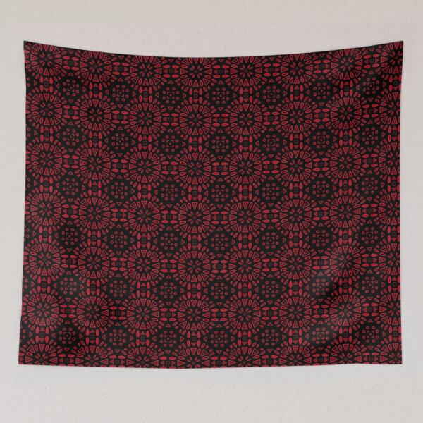 Item preview, Geometric Flower Motif - Red On Black designed and sold by Blenderbeetle.
