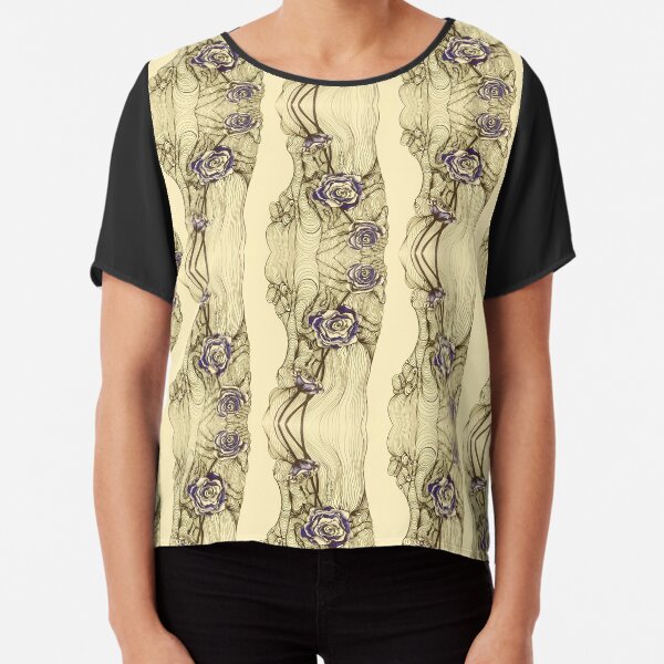 Violet Roses and Op Art Chiffon Top