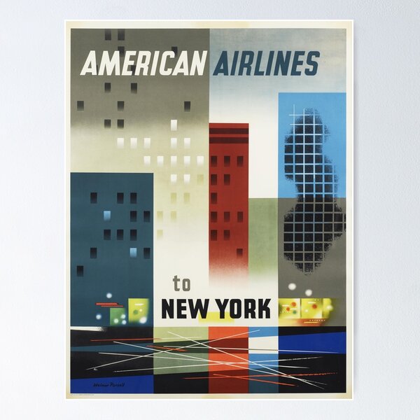 Item preview, New York American Airlines - Vintage Travel Poster designed and sold by BOLDMarketing.