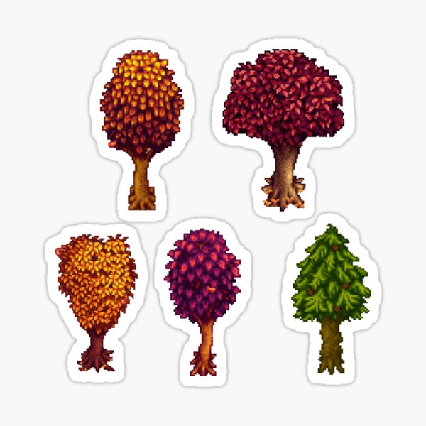 Pixelated Fall Trees Sticker
