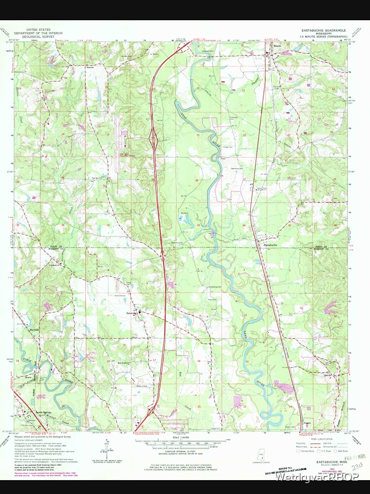 "USGS TOPO Map Mississippi MS Eastabuchie 335609 1965 24000" Tshirt by