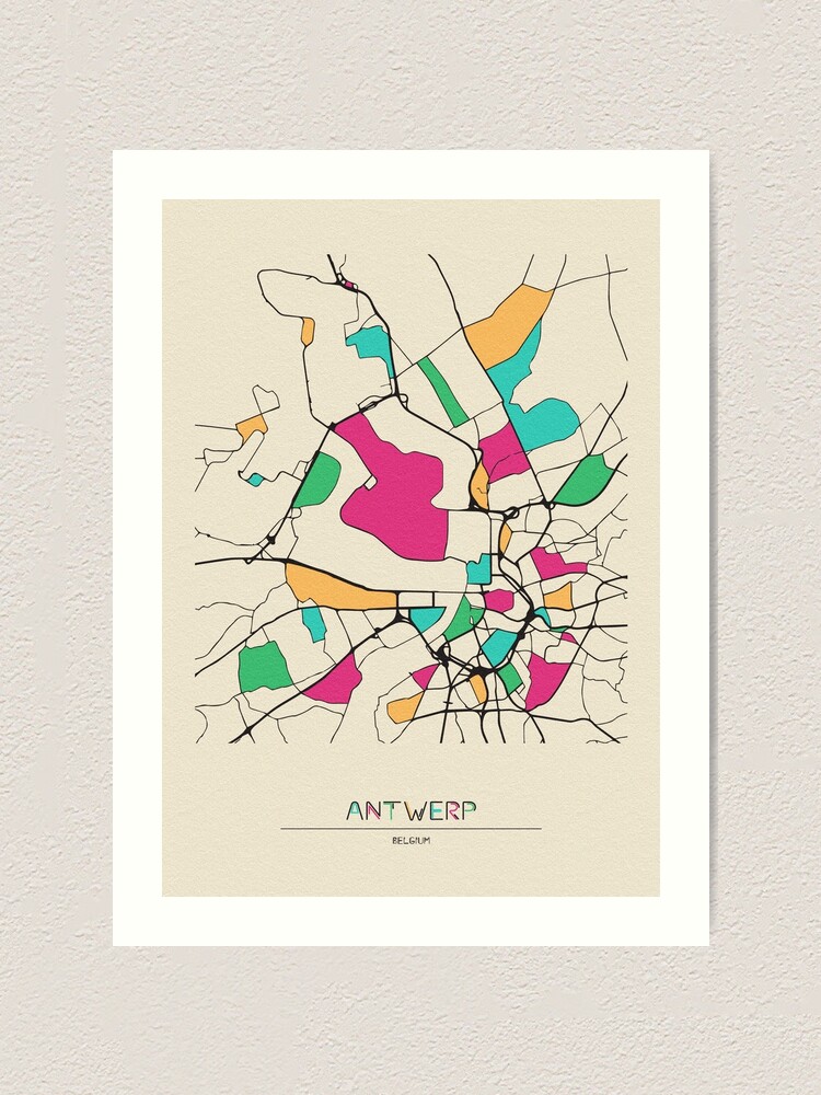 Antwerp Belgium Street Map Art Print