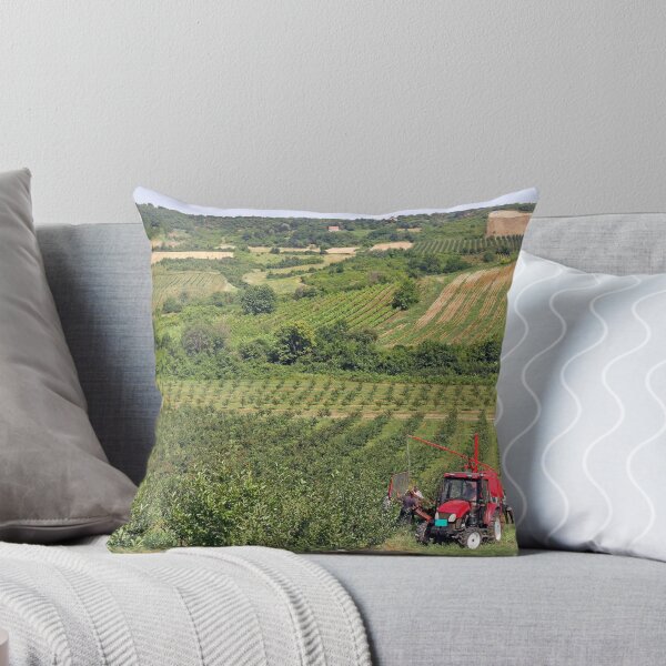 Item preview, Cherry orchard farmers with tractor and harvesting machine summer season designed and sold by goceris.