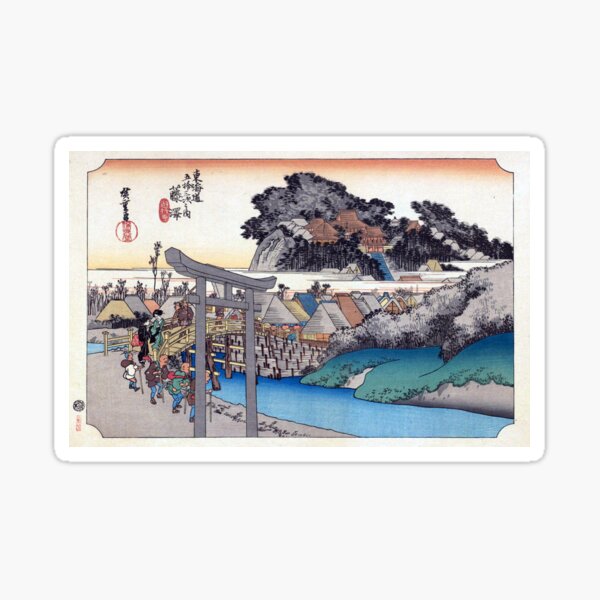 Vista previa del artículo con la obra «Hiroshige - 6ta estación: Fujisawa», diseñado y vendido por topower.