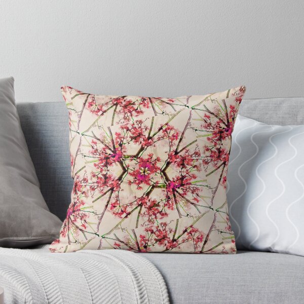 Item preview, Red Deco Geometric Nature Collage Floral Motif designed and sold by DFLC Prints.