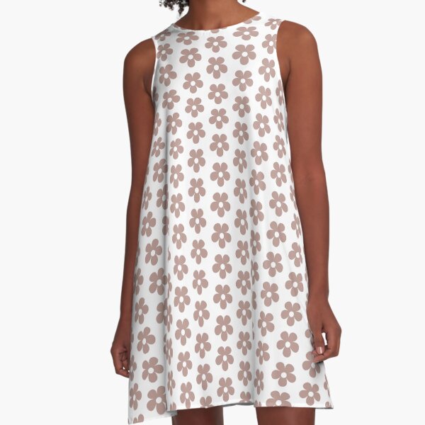 Dusty Rose Floral Flower Half Drop Seamless Pattern A-Line Dress