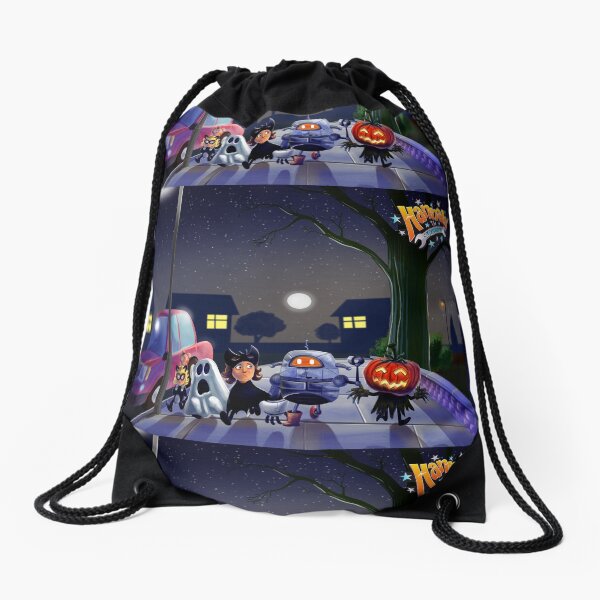 Halloween with Robot Drawstring Bag