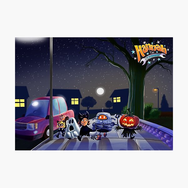 Halloween with Robot Photographic Print