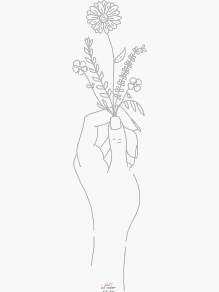 Hand Holding Flowers Sticker For Sale By Itsjouy Redbubble