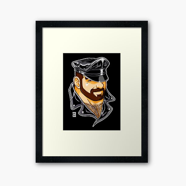 ADAM LIKES LEATHER Framed Art Print