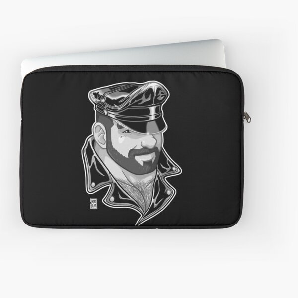 ADAM LIKES LEATHER - BLACK AND WHITE Laptop Sleeve