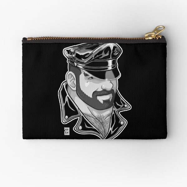 ADAM LIKES LEATHER - BLACK AND WHITE Zipper Pouch