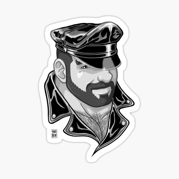 ADAM LIKES LEATHER - BLACK AND WHITE Sticker