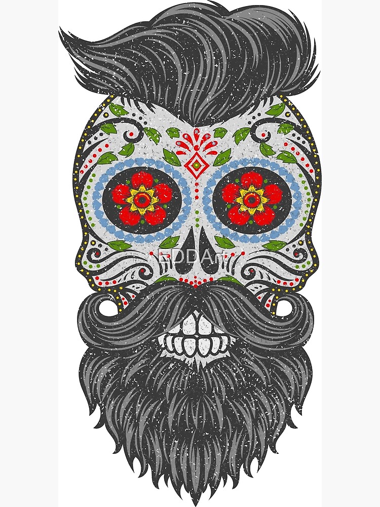 Gothic Stars Sugar Skull - Hipster With Beard 2 Fun T-Shirt Gothic Stars Sugar Skull - Hipster With Beard 2 Fun T-Shirt