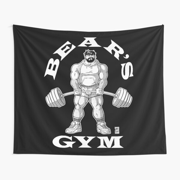 ADAM LIKES BEAR'S GYM - BLACK AND WHITE Tapestry