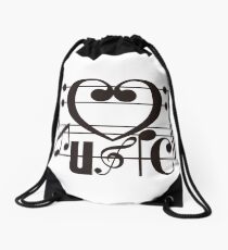 I LOVE MUSIC Drawstring Bag