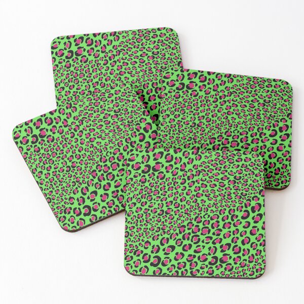 Aperçu de l'œuvre Imprimé léopard vert-rose, imprimé animal cool, motif punk glam créée et vendue par Toomuchfun.