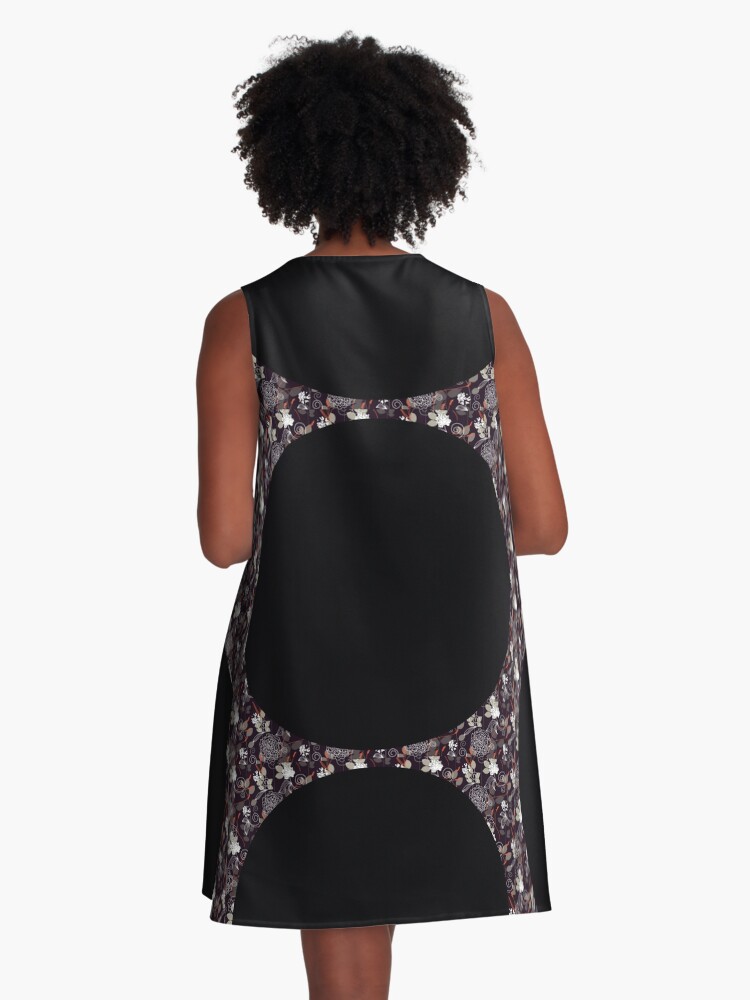 Thumbnail 3 of 4, A-Line Dress, Floral Black Hole designed and sold by kinkatstyle.