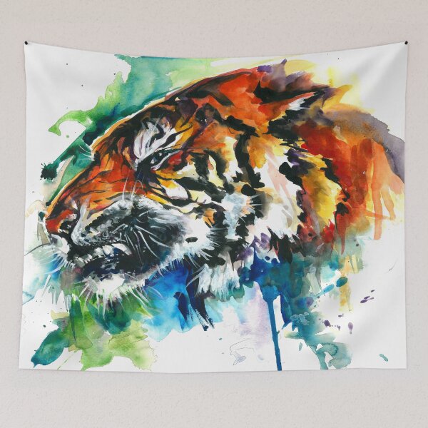 Item preview, Orange Mad Tiger Watercolor designed and sold by TiberiuSoos.