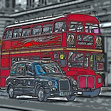 Artwork thumbnail, London Bus and Cab by designbywhacky