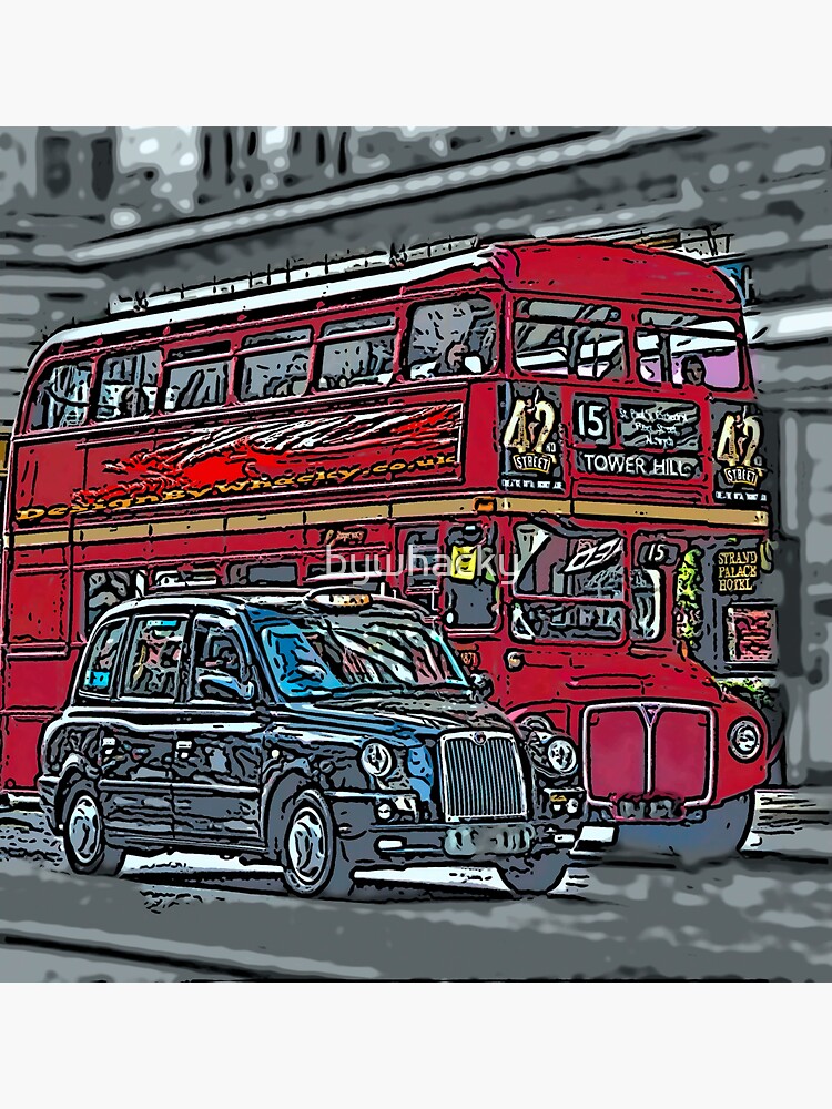 Thumbnail 3 of 3, Sticker, London Bus and Cab designed and sold by bywhacky.