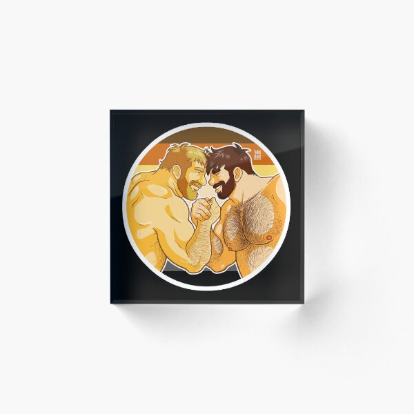 ADAM AND MIKE LIKE ARM WRESTLING BEAR PRIDE - CIRCLE Acrylic Block